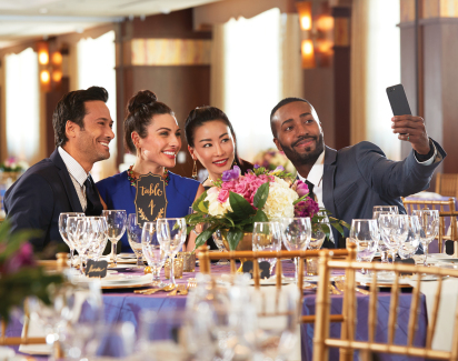 Group taking selfie during event at Mount Airy Casino Resort. Mount Pocono, Pennsylvania.
